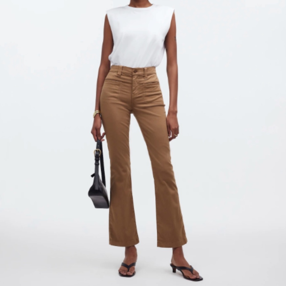 Madewell Kick Out Crop Pants in Garment-Dyed Sateen • size 33 •NWT • NQ900•Birch